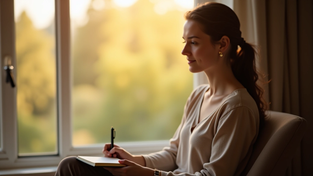 Person bei Morgenmeditation am Fenster