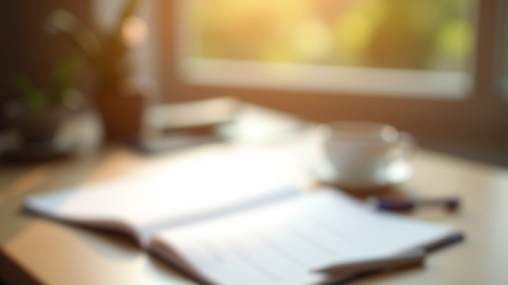 Schreibtisch mit Kalender, Stift und Kaffeetasse, bereit für Morgenplanung