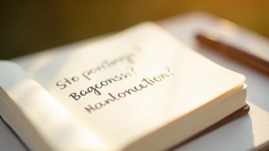 Nahaufnahme eines offenen Notizbuchs mit handgeschriebenen Fragen und Zielen